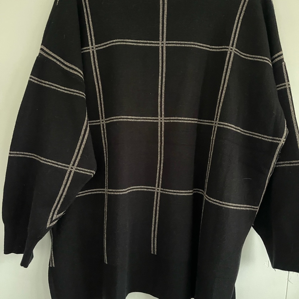 Philosophy Woman V-Neck Slouchy Sweater Black Viscose Stripes Pullover Size 3X - Picture 2 of 12